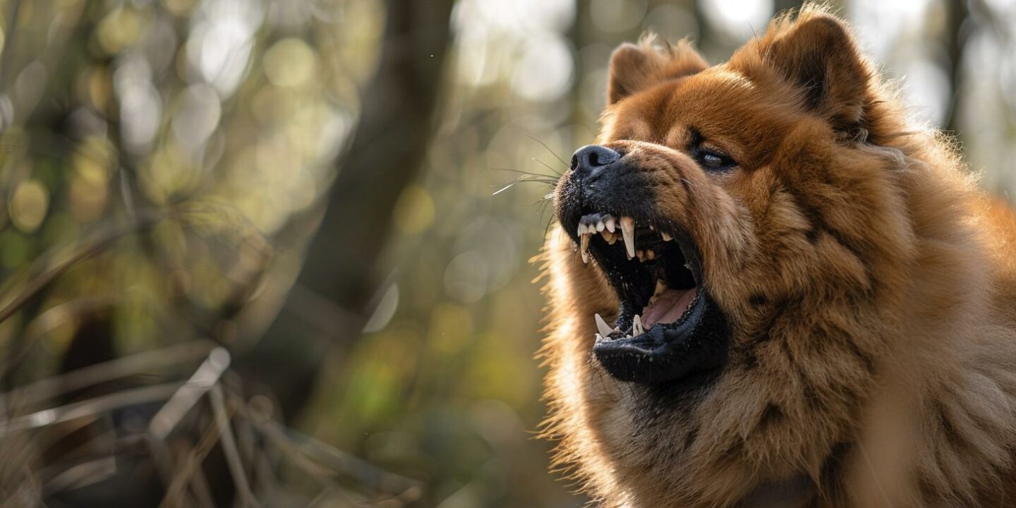 chow chow growling outdoors